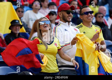 Sydney, Australia. 25th July, 2023. Colombian fans show their support before the FIFA Women's World Cup 2023 between Colombia and Korea Republic at Sydney Football Stadium on July 25, 2023 in Sydney, Australia Credit: IOIO IMAGES/Alamy Live News Stock Photo