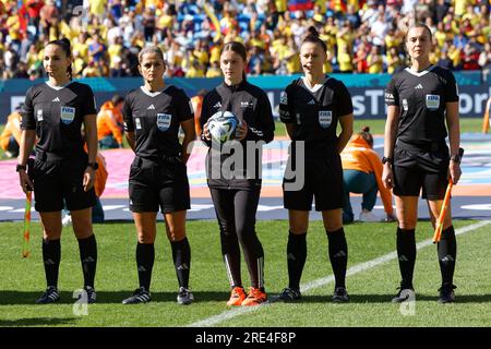 Sydney, Australia. 25th July, 2023. Referees line up on the pitch before the FIFA Women's World Cup 2023 between Colombia and Korea Republic at Sydney Football Stadium on July 25, 2023 in Sydney, Australia Credit: IOIO IMAGES/Alamy Live News Stock Photo