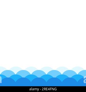 Semicircular sea waves decorative frame, Vector design template, Abstract water waves Stock Vector