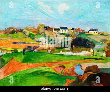 Landscape at Le Pouldu  by Paul Gauguin. Original from The National Gallery of Art. Stock Photo
