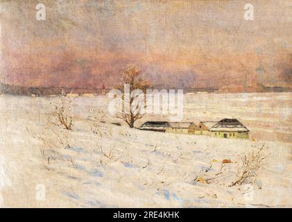 Landscape in winter by Laszlo Mednyanszky Stock Photo