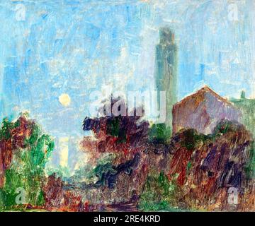 Landscape with a church by Dezider Czolder Stock Photo