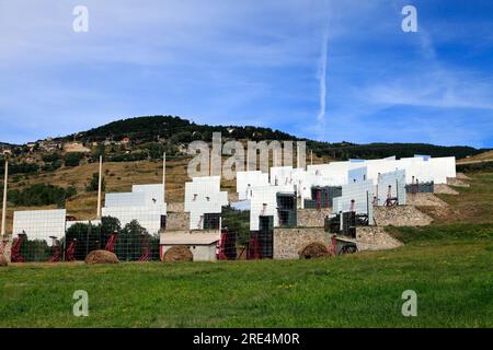 Installations of the Solar Furnace, CNRS, near Font Romeu. Pyrenees-Orientales, Odeillo, France Stock Photo