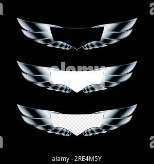 Abstract wings metal gradient set Stock Vector