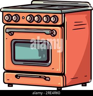 Modern kitchen stove over white Stock Vector