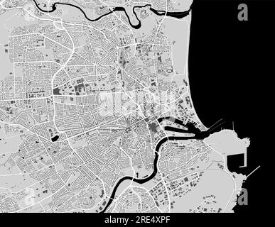 Black map of Aberdeen, Scotland Stock Vector