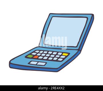 Doodle open laptop icon. Colorful hand drawn computer symbol isolated on white background Stock Vector