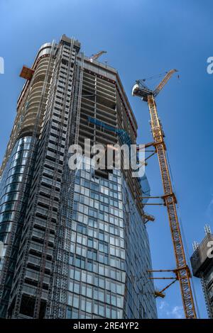 Construction site of the 4Four office and residential tower, Frankfurt, Germany Stock Photo