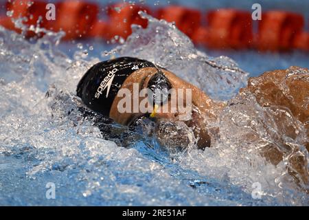 Fukuoka, Japan. 25th July, 2023. Belgian Valentine Dumont pictured in action during the 200m Freestyle Women semifinal at the World Aquatics Championships swimming in Fukuoka, Japan on Tuesday 25 July 2023. BELGA PHOTO NIKOLA KRSTIC Credit: Belga News Agency/Alamy Live News Stock Photo