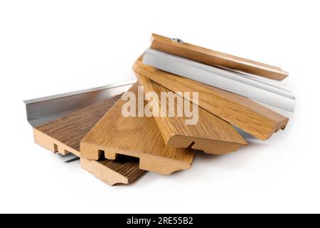 baseboard, skirting samples isolated on white background Stock Photo