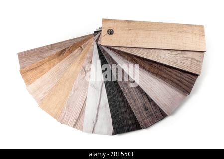 vinyl flooring samples. wood texture. isolated on white background Stock Photo