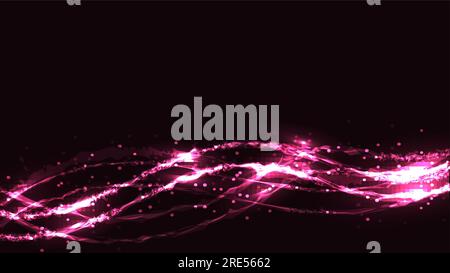 Abstract violet energy glowing bright fire colored mottled neon glowing magical beautiful figure pattern from the bands of waves of lines of sparkling Stock Vector