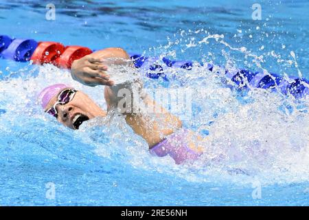 Fukuoka, Japan. 25th July, 2023. Liu Yaxin of China competes during the women's 200m freestyle semifinal at the World Aquatics Championships in Fukuoka, Japan, July 25, 2023. Credit: Xu Chang/Xinhua/Alamy Live News Stock Photo