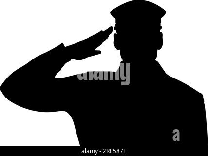 Army soldier giving salute silhouette. Vector illustration Stock Vector