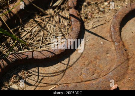 Dark worn rusty metal texture background Stock Photo