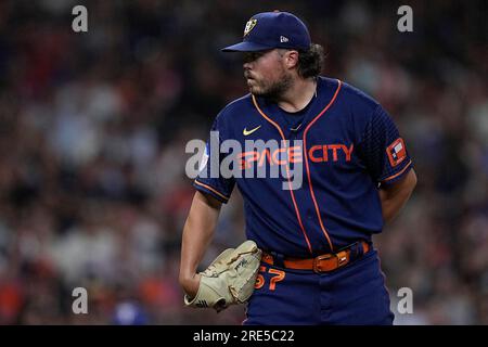 Houston Astros relief pitcher Parker Mushinski delivers during the sixth  inning of a baseball game against the Texas Rangers, Monday, July 24, 2023,  in Houston. (AP Photo/Kevin M. Cox Stock Photo - Alamy
