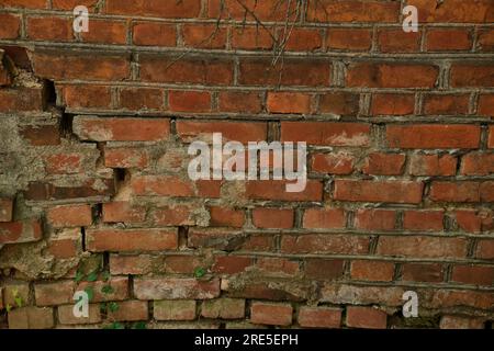 Red brick and brick edge from pillar in front of wall as texture background Stock Photo