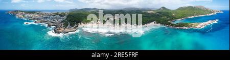 Aerial view of Cala Agulla beach in Mallorca, Spain, on a hot summer day Stock Photo