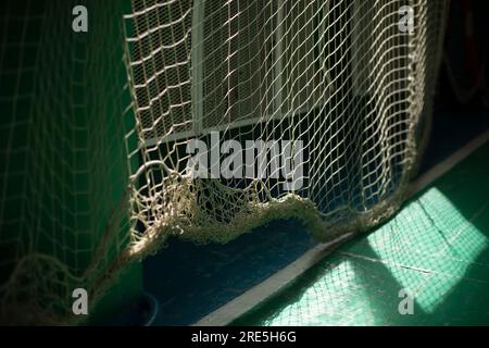 Net in gym. Mesh Details. Light in gym. Interior details. Stock Photo