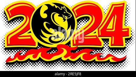 2024 dragon year symbol. Vector template for greeting card, poster, invitation Stock Vector