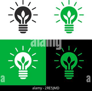 Green energy transition icon. Clean renewable energy. Ecological vector on transparent and dark background Stock Vector