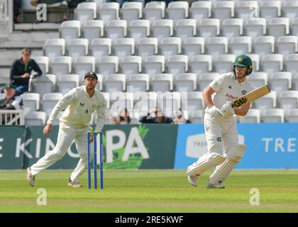 25 July 2023 - Trent Bridge Cricket Ground, Nottingham.  Event: LV Inter County Championship: Notts  CCC v Kent CCCCaption: SLATER Ben (Nottingham CCC) run.  Picture: Mark Dunn/Alamy Live News (Events) Stock Photo