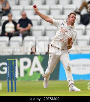 25 July 2023 - Trent Bridge Cricket Ground, Nottingham.  Event: LV Inter County Championship: Notts  CCC v Kent CCC Caption: QUINN Matt (Kent CCC).  Picture: Mark Dunn/Alamy Live News (Events) Stock Photo