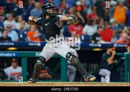 Lakeland FL USA; Baltimore Orioles catcher James McCann (27) puts the ball  into play during an MLB spring training game against the Detroit Tigers at  Stock Photo - Alamy