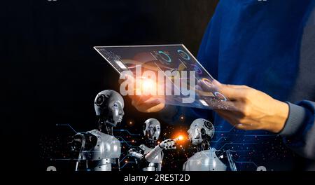 Concepts, applications of AI, job analytics and their applications in industry, business and daily life. Stock Photo
