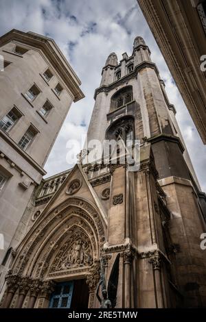 London, UK: The Church of St Michael Cornhill. This historical church is on St Michael's Alley just off Cornhill in the City of London. Stock Photo