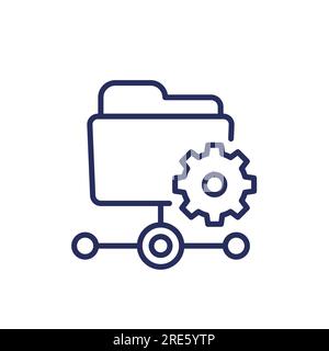 active directory line icon with a folder Stock Vector