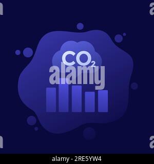 co2, carbon emissions levels chart icon, vector Stock Vector