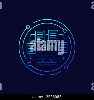 JSON files, documents icon, linear design Stock Vector