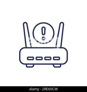 router, modem error or warning line icon Stock Vector