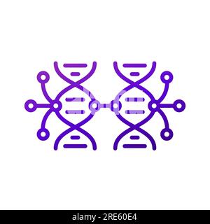 DNA sequencing and genetics line icon Stock Vector