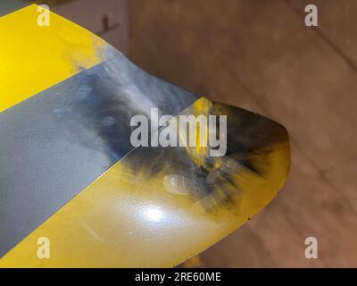 Undisclosed, Syria. 23rd July, 2023. Undisclosed, Syria. 23 July, 2023. Damage to a U.S Air Force MQ-9 Reaper drone propeller from a Russian Federation Air Force Sukhoi Su-35 Flanker-E fighter aircraft that harassed then dropped flares at the unmanned aircraft, July 23, 2023 in Syria. The flares caused severely damage but the unmanned aircraft was able to return to base safely. Credit: USAF/US Air Force Photo/Alamy Live News Stock Photo