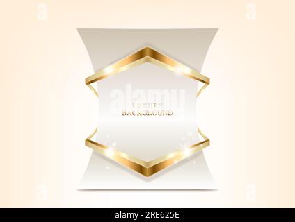 Square golden line luxury background on cream color. Vector. Stock Vector