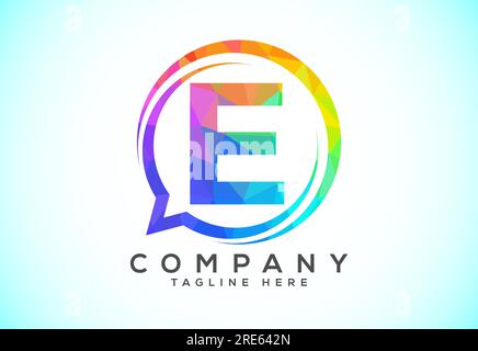Low poly English alphabet with a bubble chat icon. Talking chatting logo concept Stock Vector