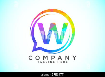 Low poly English alphabet with a bubble chat icon. Talking chatting logo concept Stock Vector