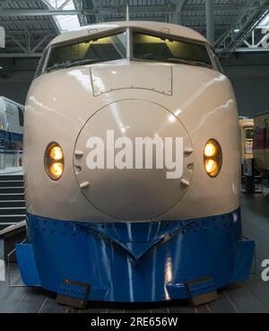 A 0 Series Shinkansen train at SCMaglev and Railway Park, a museum in Nagoya, Japan. Stock Photo