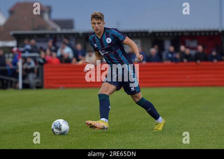 Hartlepool United's Louis Stephenson during the Pre-season Friendly match between Redcar Athletic and Hartlepool United at Green Lane, Redcar in England on Tuesday 25th July 2023. (Photo: Scott Llewellyn | MI News) Credit: MI News & Sport /Alamy Live News Stock Photo