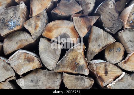 Dry, chopped firewood for room heating or other needs Stock Photo