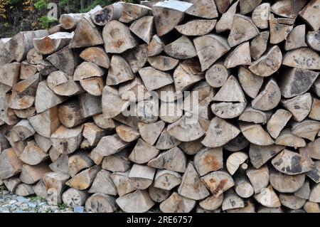 Dry, chopped firewood for room heating or other needs Stock Photo