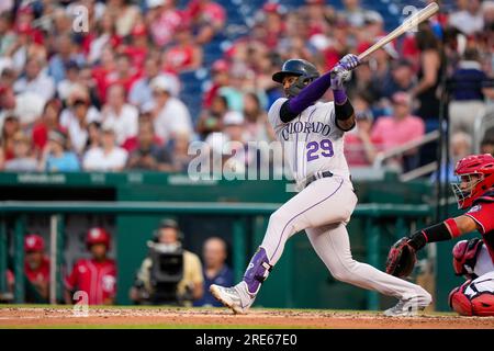 Colorado Rockies left fielder Jurickson Profar (29) in the second inning of  a baseball game Tuesday, June 27, 2023, in Denver. (AP Photo/David  Zalubowski Stock Photo - Alamy