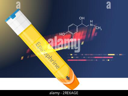 Adrenaline- hormone Injection for Severe Food Allergy - Stock Illustration as EPS 10 File Stock Vector