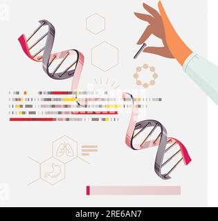 Genetics Research - Gene Editing and Modifying DNA Helix - CRISPR technology - Abstract Illustration as EPS 10 File Stock Vector