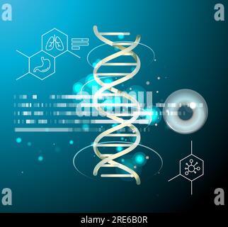 Genetics Research - Gene Editing and Modifying DNA Helix - CRISPR technology - Abstract Illustration as EPS 10 File Stock Vector