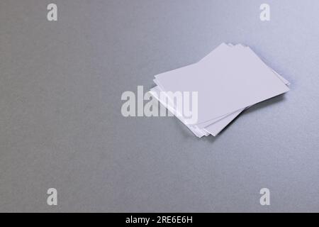 White business cards with copy space on grey background Stock Photo
