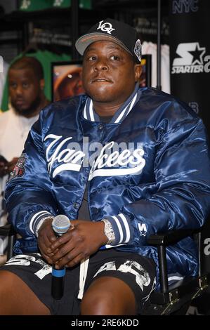 New York, USA. 25th July, 2023. Jadakiss attends Starter x MLB Bronx Bubble Jacket unveiling at the MLB Flagship Store on July 25, 2023. (Photo by Anthony Behar/Sipa USA) Credit: Sipa USA/Alamy Live News Stock Photo