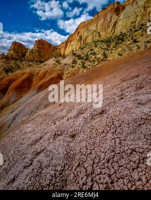 Bentonite Hills, Circle Cliffs, Grand Staircase-Escalante National Monument, Utah Stock Photo